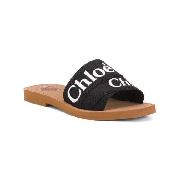 Chloe Woody Canvas Slides