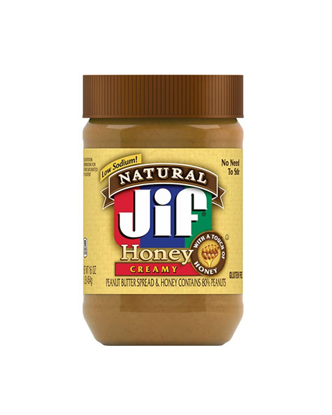 5 frascos de mantequilla de maní cremosa natural Jif y miel