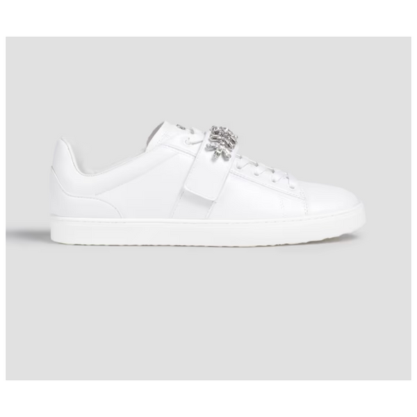 Stuart Weitzman Promise Crystal-Embellished Leather Sneakers