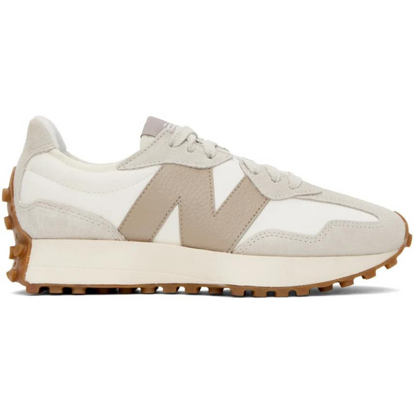 New Balance White & Taupe 327 Sneakers