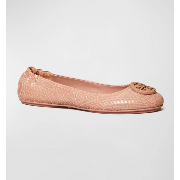 Tory Burch Minnie Snakeskin Travel Ballet Flats