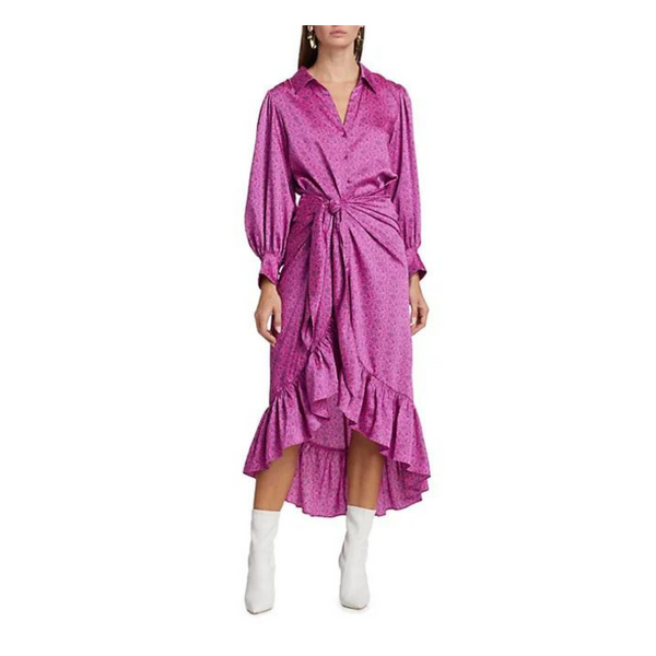 Cinq à Sept Sydnie Ruffled Satin Shirtdress