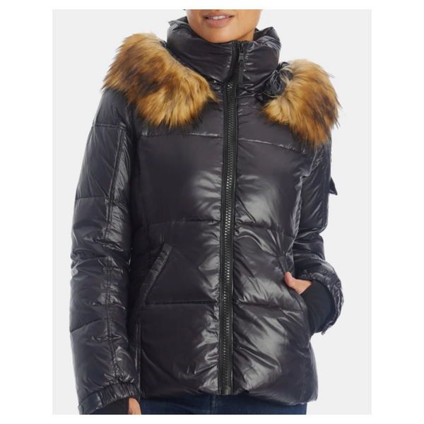 Kylie faux fur outlet trim gloss puffer jacket