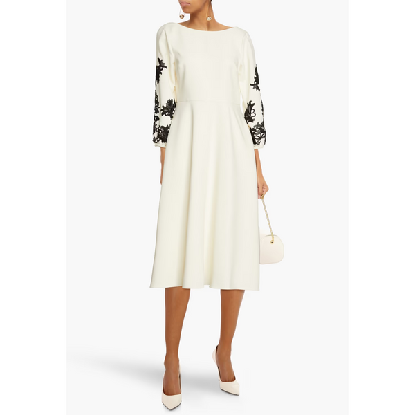 Mikael Aghal Embroidered Lace Midi Dress