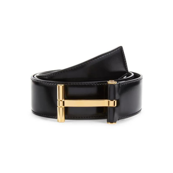 TOM FORD T Plaque Buckle Leather Belt