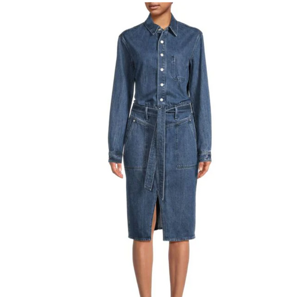 RAG & BONE Mia Belted Denim Knee Dress