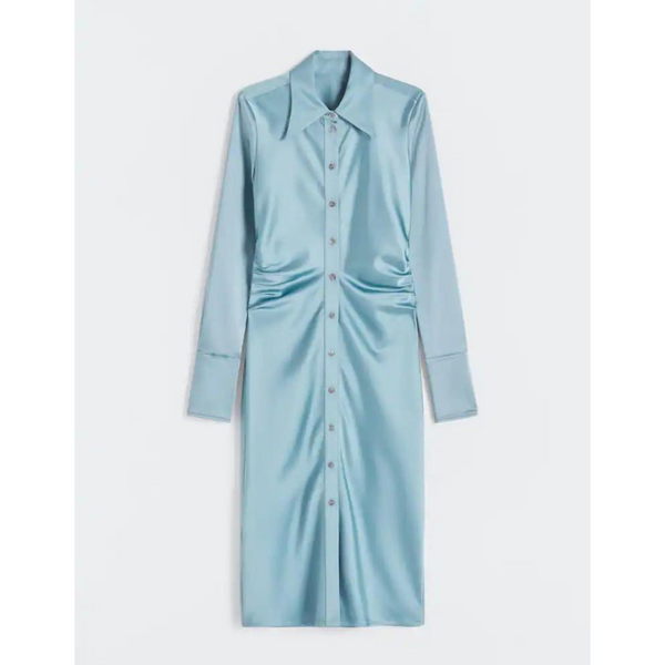 Mango Fitted Satin Shirt Dress