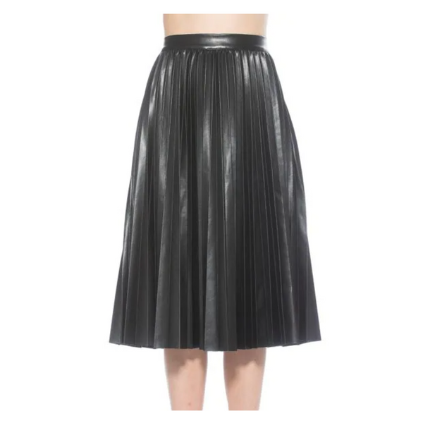 ALEXIA ADMOR Luca Pleated Faux Leather Midi Skirt (5 COLORS)