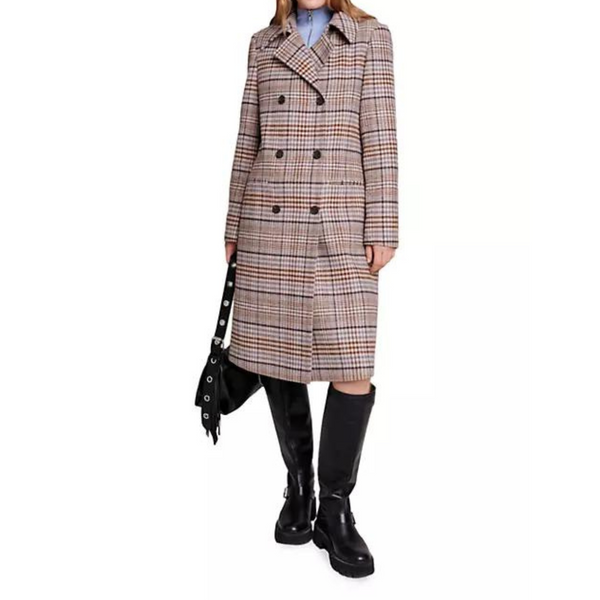 Maje Long Checked Coat