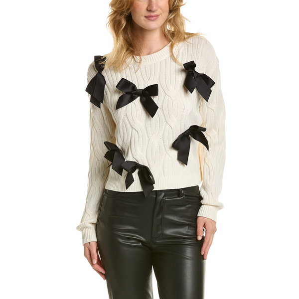 Alice + Olivia Beau Relaxed Cable Wool-Blend Sweater