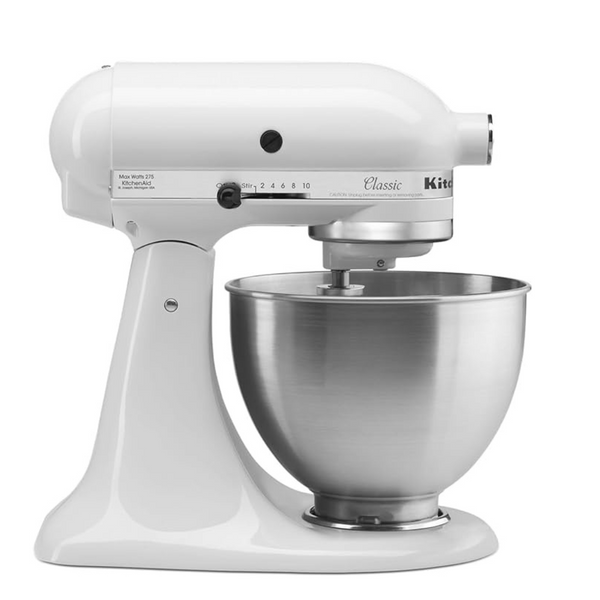 KitchenAid Serie Clásica 4.5 Qt. Batidora de pie blanca de 10 velocidades con cabezal inclinable