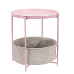 Amazon Basics Round Storage End Table with Cloth Basket