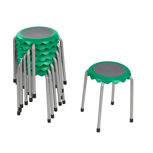 ECR4Kids Set of 8 Daisy Stackable Stool Set, Emerald