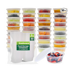 Juego de 50 recipientes de plástico para delicatessen Freshware sin BPA de 8 oz con tapas