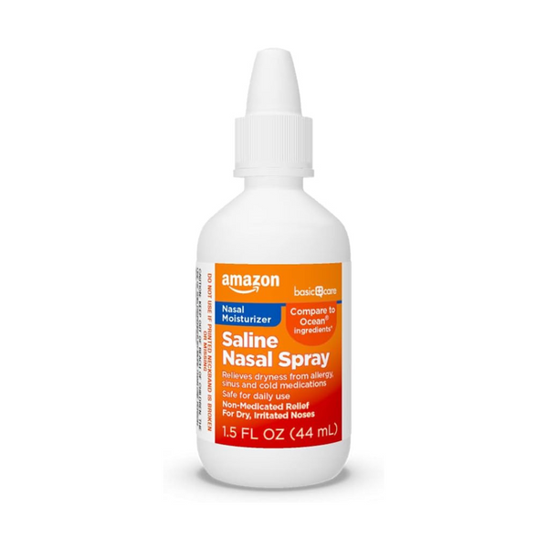 Amazon Basic Care Spray hidratante nasal salino premium, 1.5 onzas líquidas