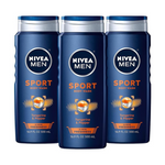 Paquete de 3 jabones corporales deportivos Nivea Men con minerales revitalizantes