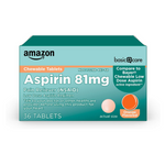 Tabletas masticables de aspirina de dosis baja de 81 mg de Amazon Basic Care, 36 unidades