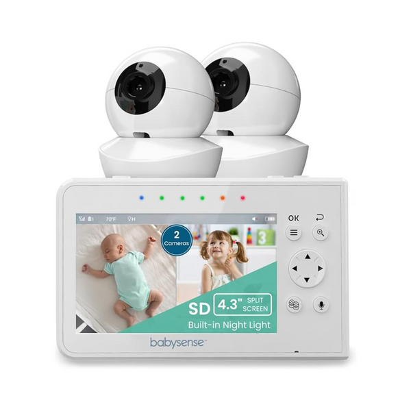 Babysense Baby Monitor with 2 Cameras, 4.3″ Split Screen,