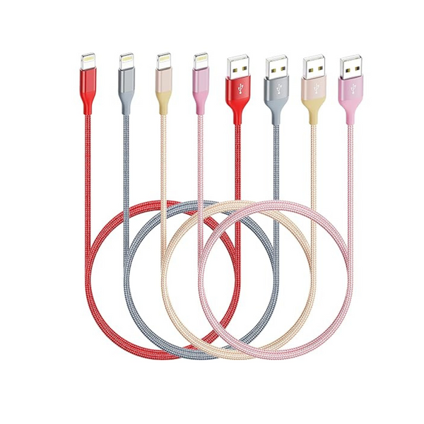 Paquete de 4 cables Lightning para cargador de iPhone con certificación Apple MFi de 6 pies