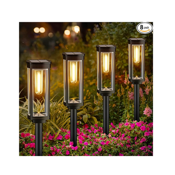 8-Pack Solar Powered Pathway Lights Bright with Auto On/Off