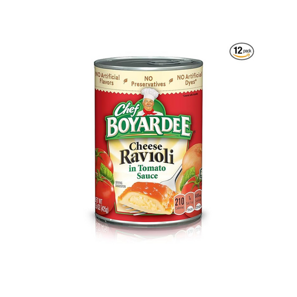 Paquete de 12 ravioles de queso Chef Boyardee en salsa de tomate (15 oz)