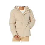 Amazon Essentials Chaqueta acolchada de longitud media con capucha de poliéster reciclado para hombre