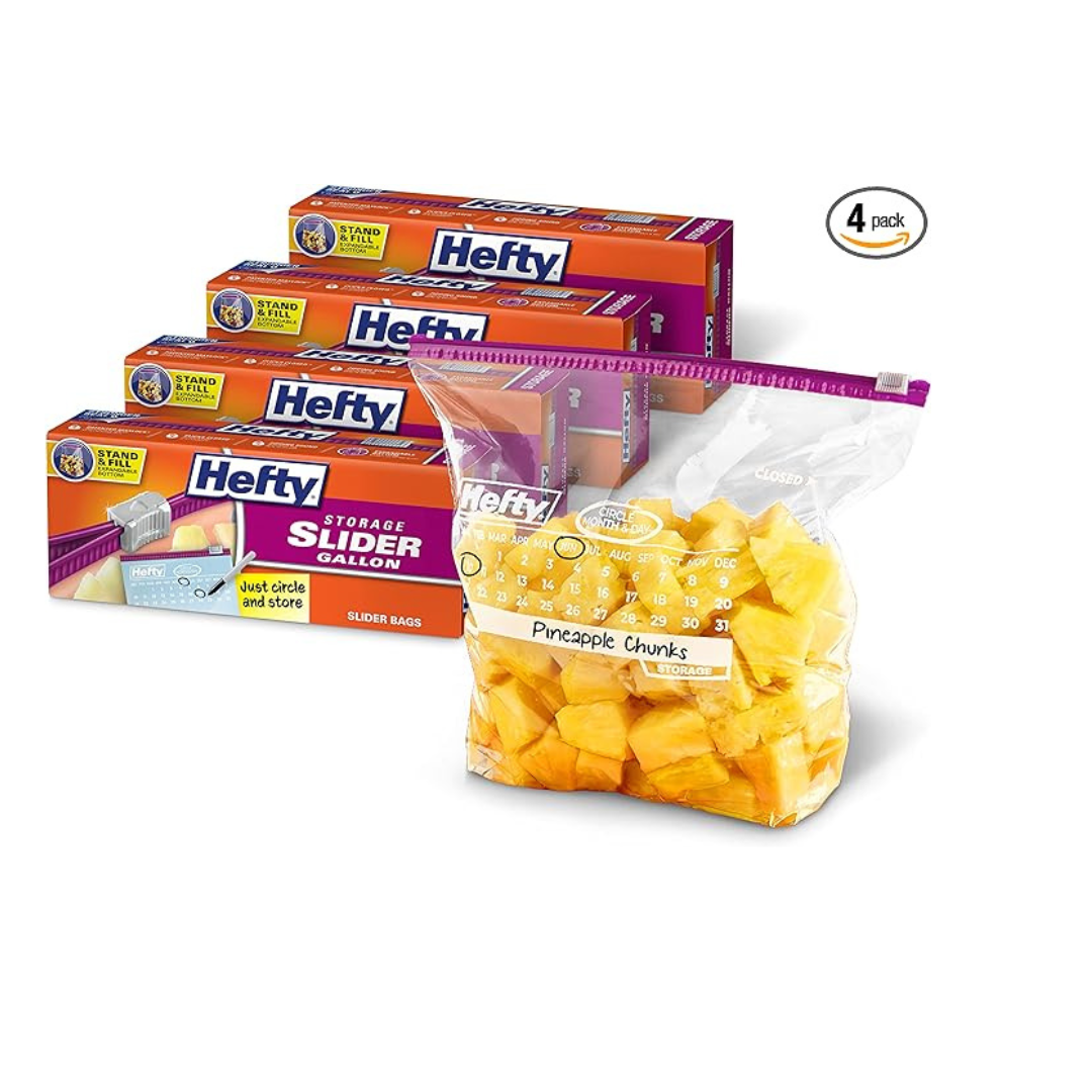 Hefty Slider Storage Bags 1 Qt Clear Box Of 40 - Office Depot