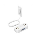 TROND Travel Power Strip with 4 USB Charger with 5ft Thin Flat Cord