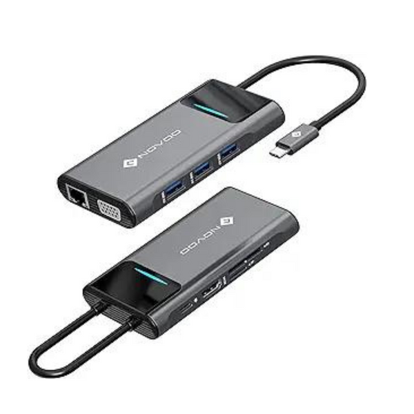 Estación de acoplamiento con adaptador USB C a Hdml 9 en 1 Novoo con 4K Hdml