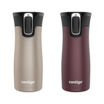 2-Pk Contigo West Loop Stainless Steel Vacuum-Insulated Travel Mug with Spill-Proof Lid