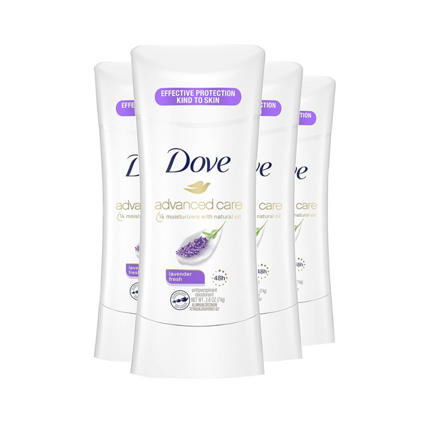 Dove Advanced Care Desodorante antitranspirante en barra para mujer, lavanda fresca (4 unidades)