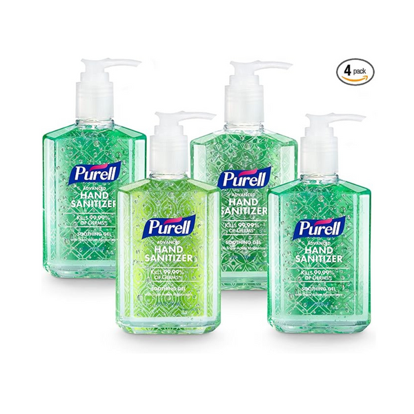 Paquete de 4 gel calmante desinfectante para manos Purell Advanced, botella con bomba de 8 fl oz