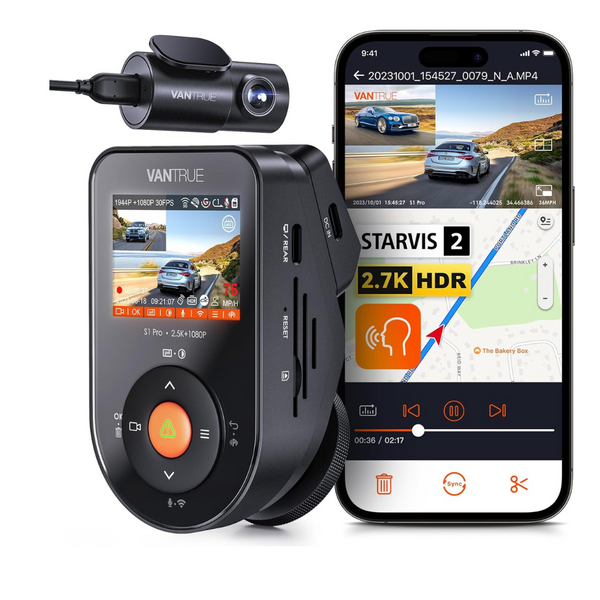 Vantrue S1 Pro 2.7K Front and Rear 5G WiFi Dual Dash Cam