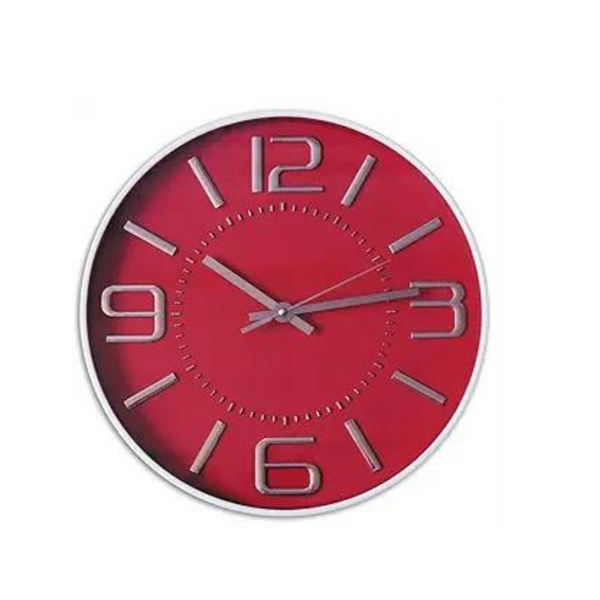 Sac Smarten Arts 12" 3D Numbers Arabic Red Dial Non-Ticking Wall Clocks