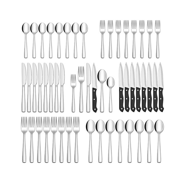 48-Piece Hiware Silverware Set with Steak Knives for 8