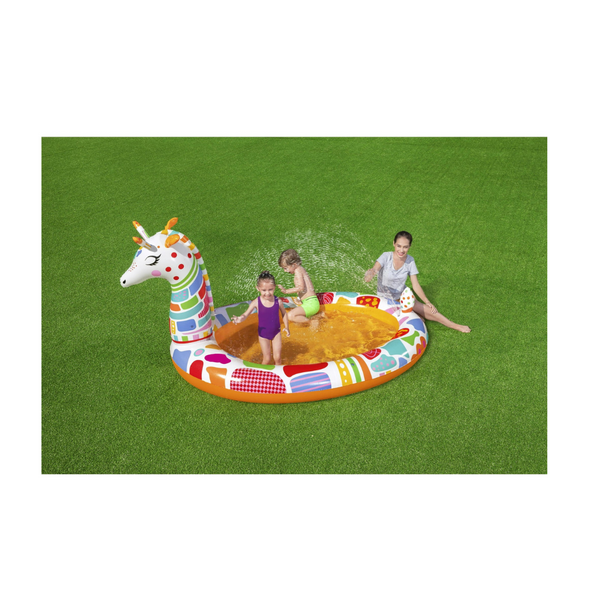 Piscina inflable infantil Groovy Giraffe multicolor con pulverizador