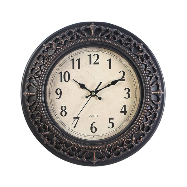 Tebery Reloj de cuarzo retro silencioso decorativo de 12"