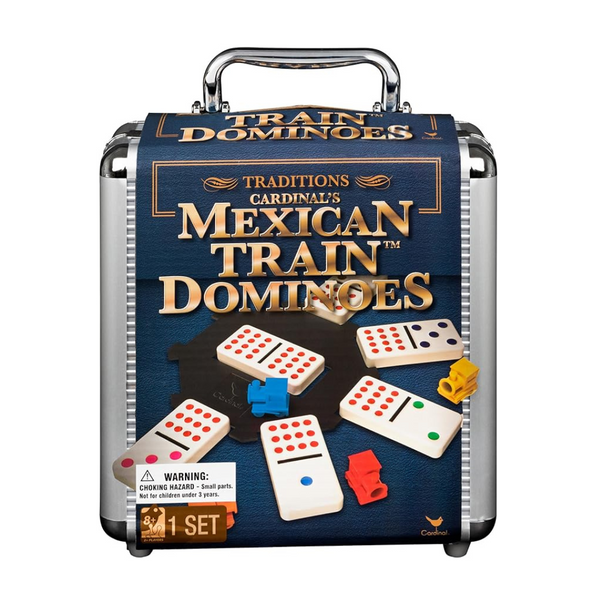 Mexican Train Dominoes Set Tile Board Game in Aluminum Carry Case