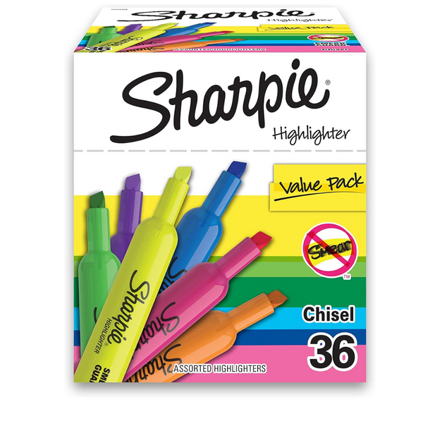 36-Count Sharpie Chisel Tip Tank Highlighters