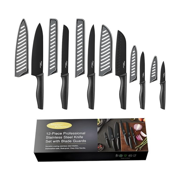 12-Piece Marco Almond Dishwasher Safe KYA38 Kitchen Knives Set