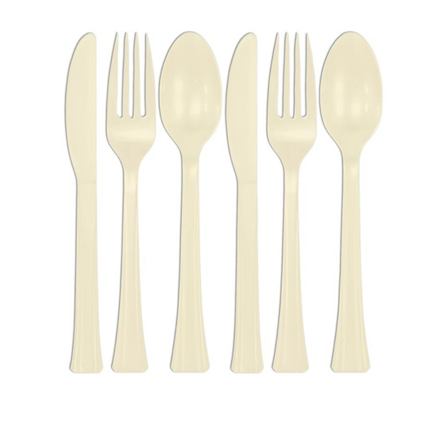 24-Count Elegant Vanilla Creme Plastic Cutlery