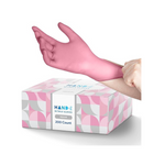 Guantes desechables de nitrilo rosa Hand-E Touch de 200 unidades (medianos)