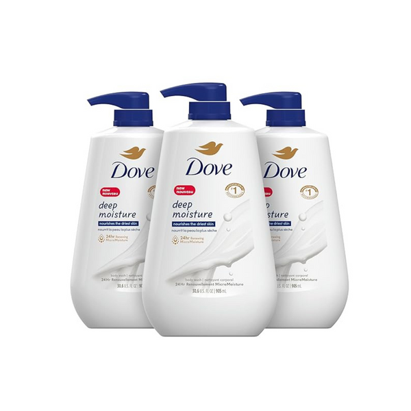 3-Pack Dove Body Wash with Pump Deep Moisture 30.6 fl oz