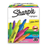 Marcadores de tanque SHARPIE, punta de cincel, resaltadores de colores surtidos (36 unidades)