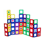 Juego de construcción de azulejos magnéticos Playmags, 80 piezas. Kit: 40 ventanas de azulejos con imán súper fuerte y 40 letras y números