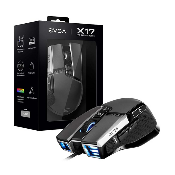 Ratón para juegos ergonómico personalizable con cable EVGA X17