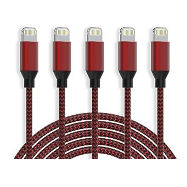 Paquete de 5 cables cargadores trenzados de nailon para iPhone con certificación Mfi