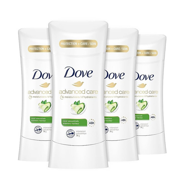 Desodorante antitranspirante Dove de 4 unidades con protección de 48 horas, 2.6 oz