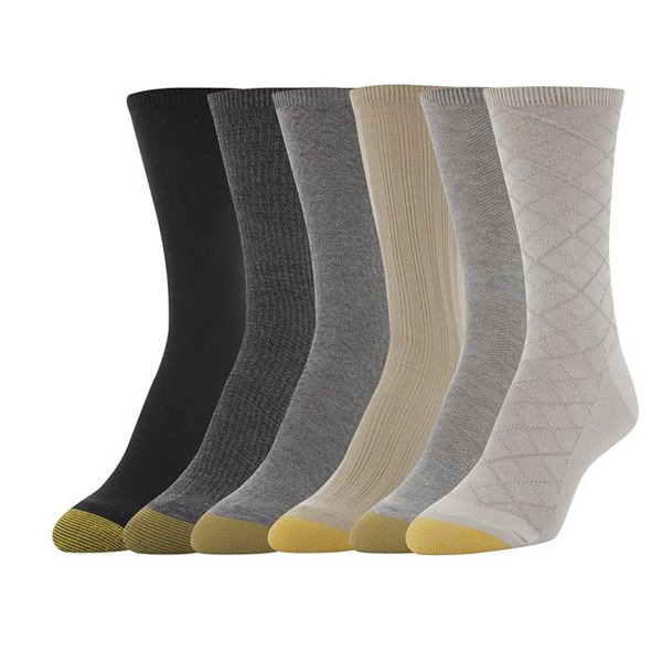 6 Pairs of GOLDTOE Women’s Casual Texture Crew Socks