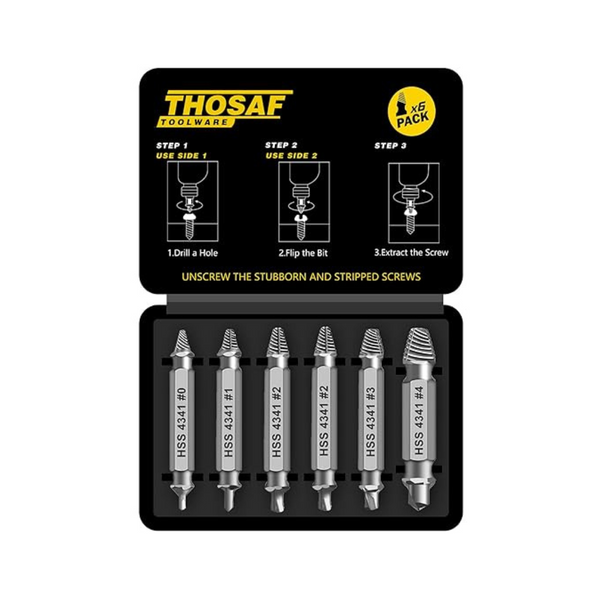 6-Piece Thosaf Damaged Screw Extractor Set